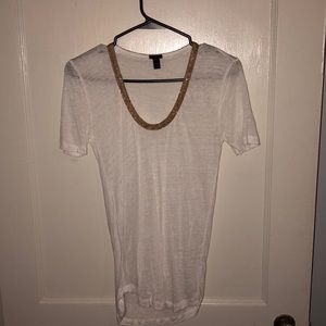 J Crew Short Sleeve Top with Gold accents